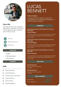 Resume/CV Template for Family Counselors and Social Workers Word