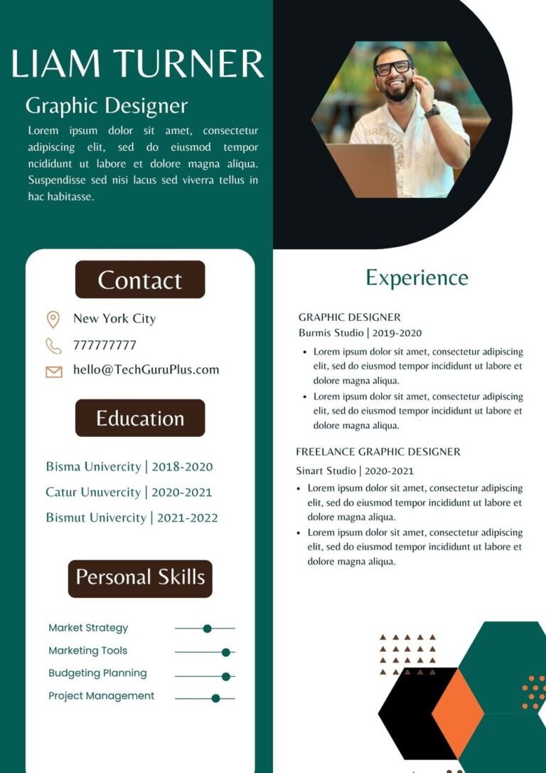 Resume/CV Template for Graphic Designers and Market Strategists Word