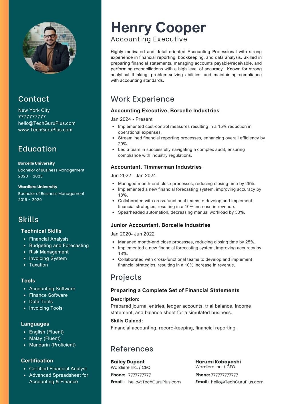 Resume CV Template for Graphic Designers and Media Creators Word