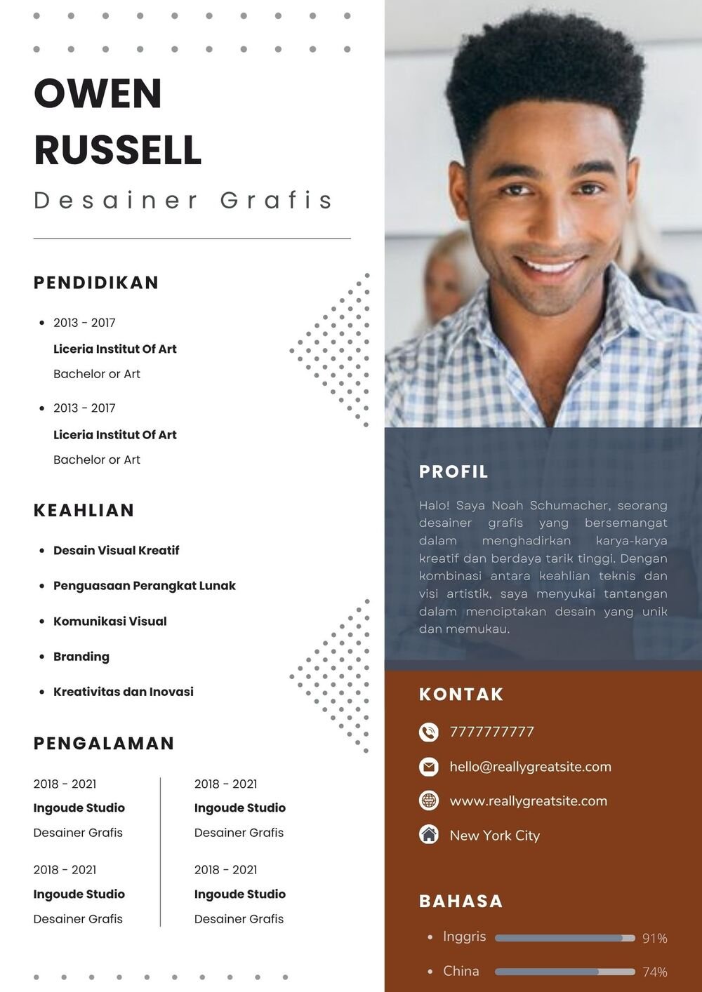 Resume CV Template for Graphic Designers and Visual Artists Word
