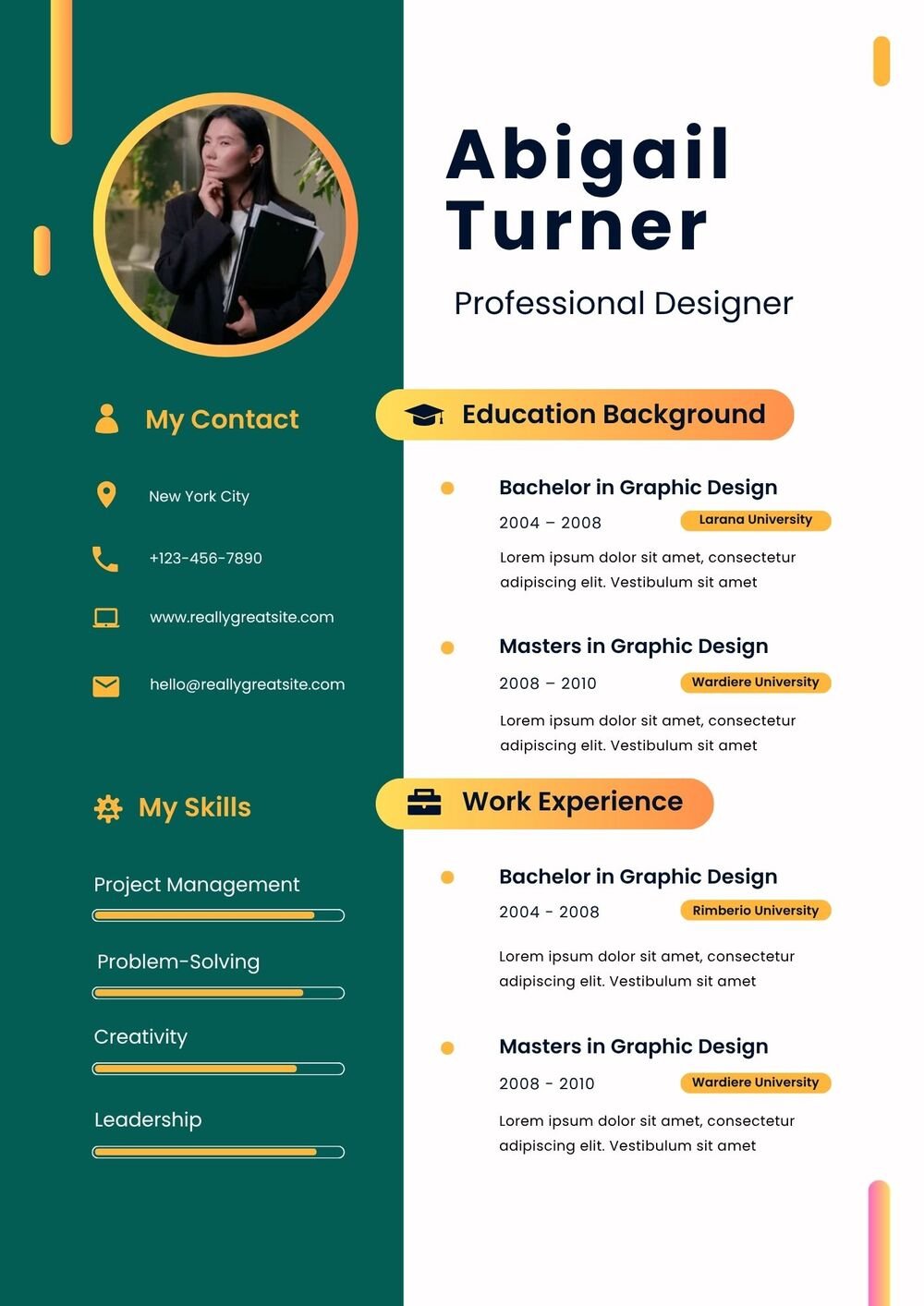 Resume CV Template for Journalists and Media Executives Word