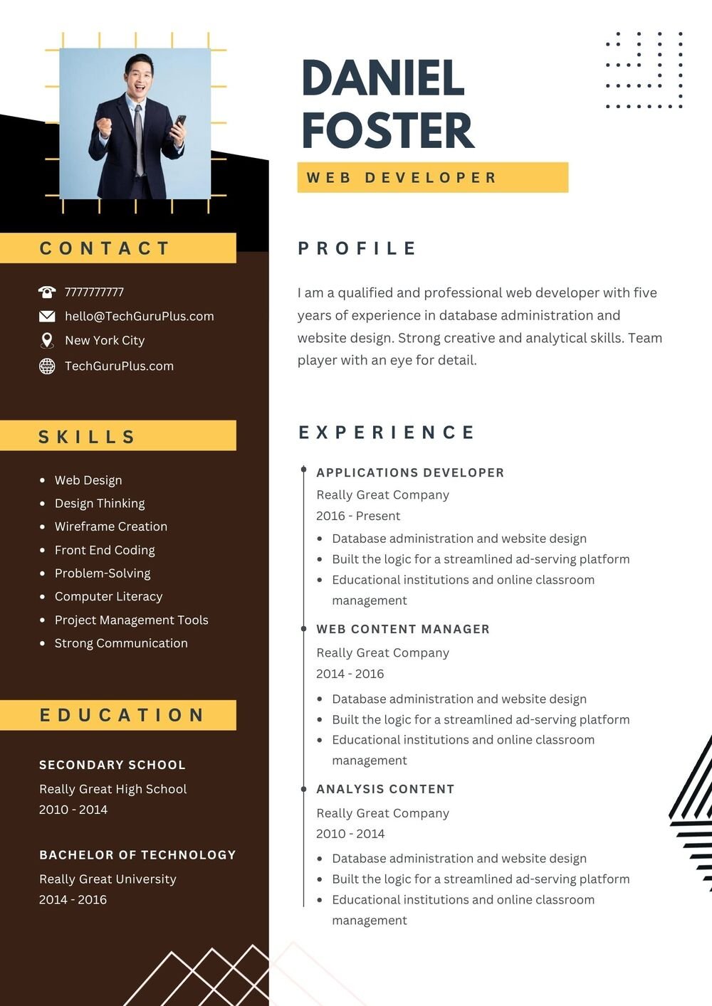 Resume CV Template for Journalists and Media Professionals Word