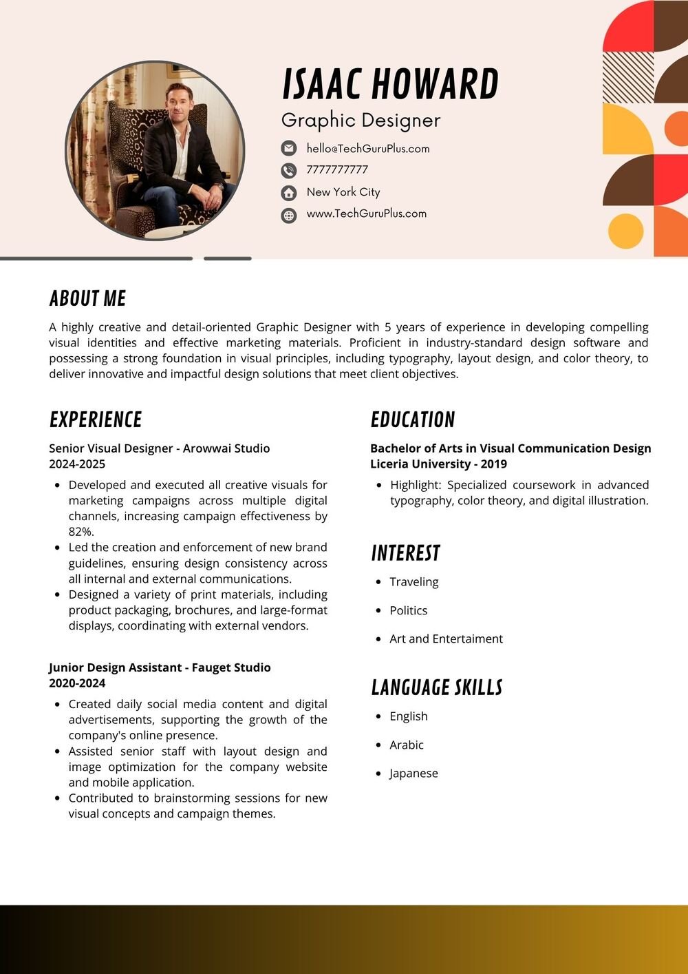 Resume CV Template for Operations Managers and Business Executives Word