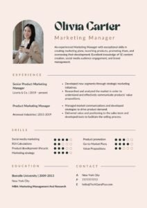 Resume/CV Template for Product Marketing Managers Word ( download .docx )