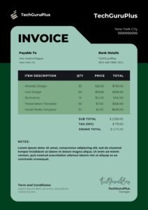 Invoice Template- Stylish Freelance Designer Word File (Free Download)