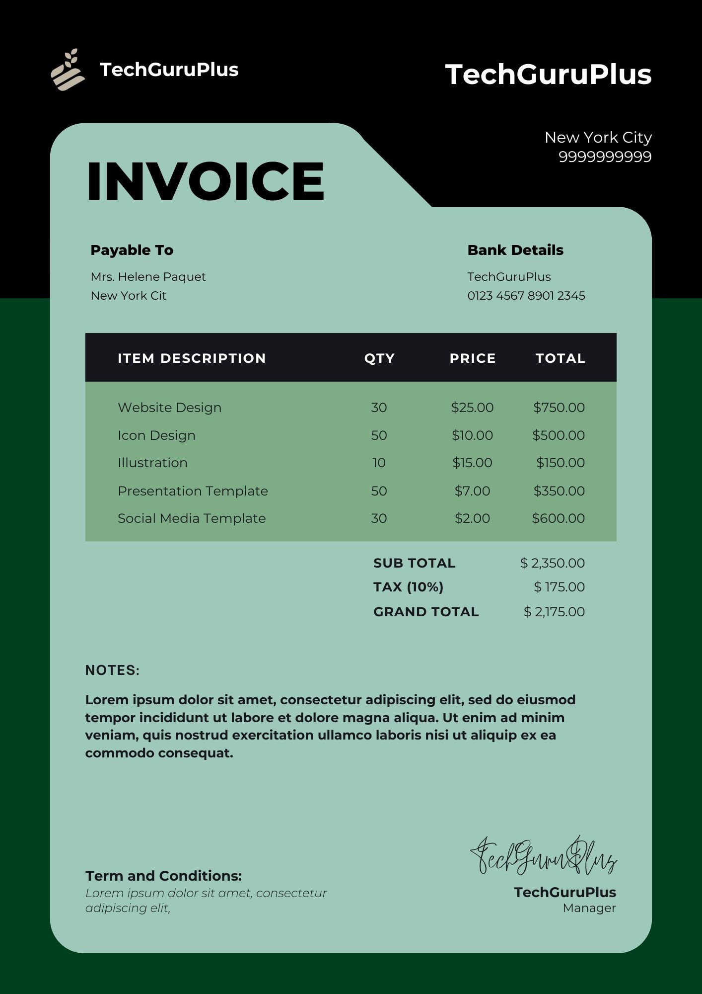 Stylish Freelance Designer Invoice Template (Free Download)