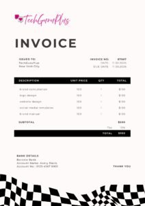 Stylish Monochrome Branding Invoice Template (Free Word Download)