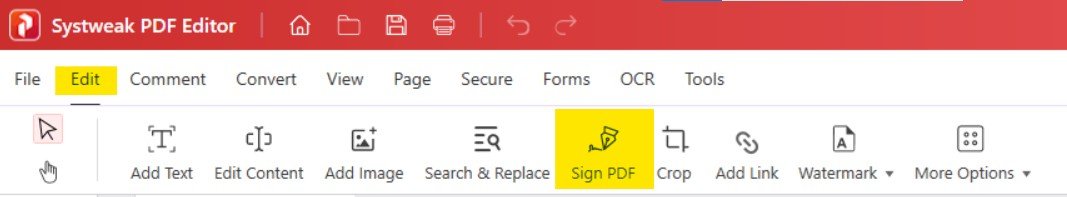 Systweak PDF Editor Sign PDF