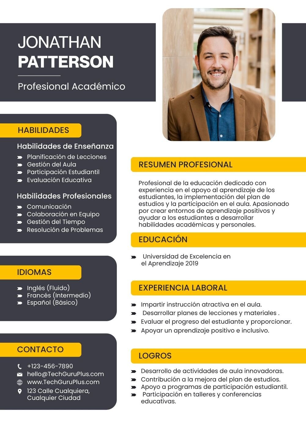 Diseño Curricular Académico en Amarillo y Gris