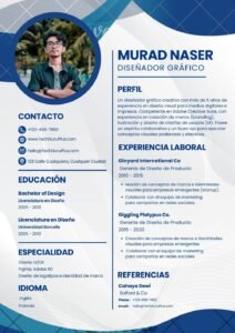 Formato Moderno en Azul y Blanco para Diseñador Gráfico