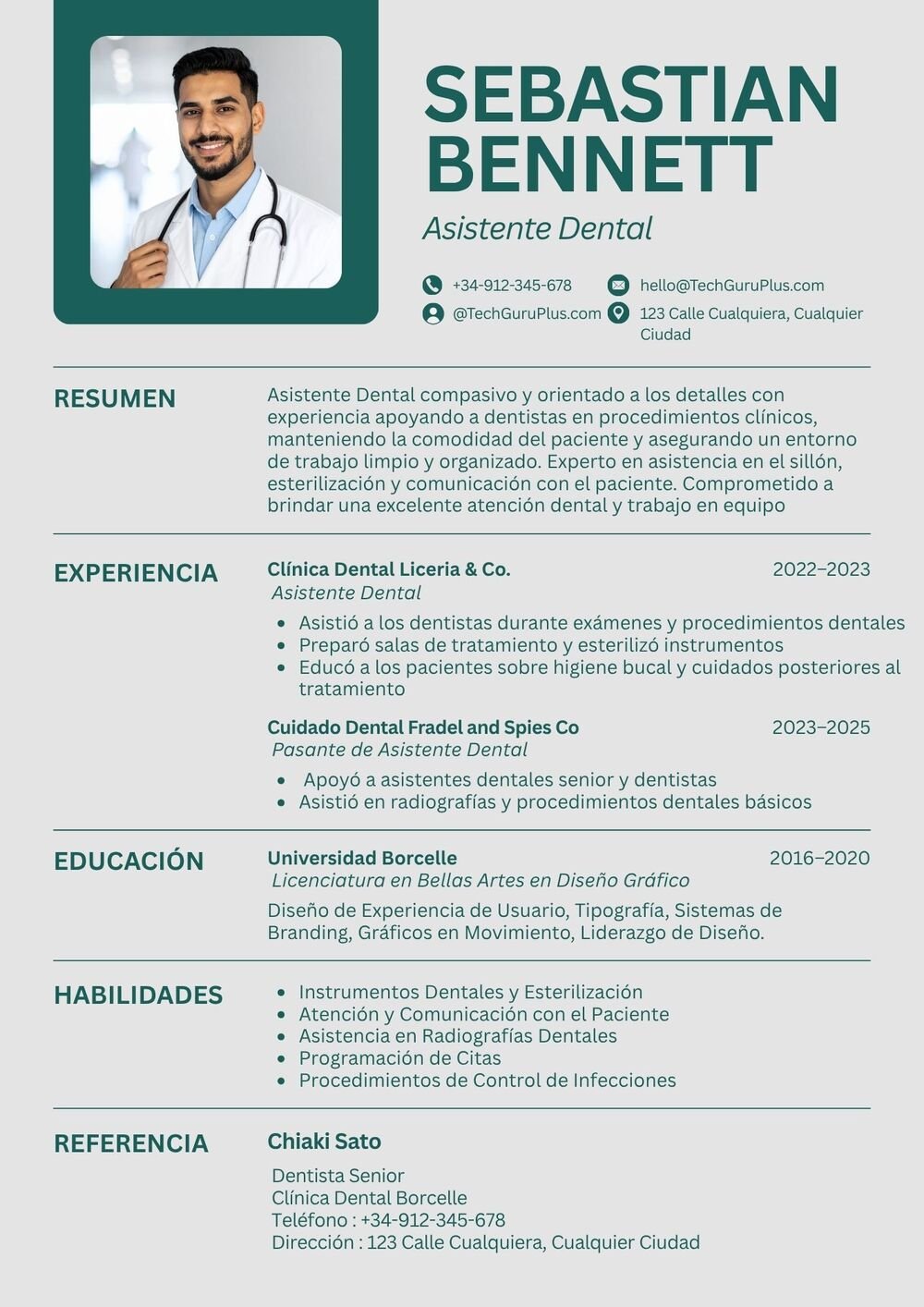 Formato de Currículum para Asistente Dental