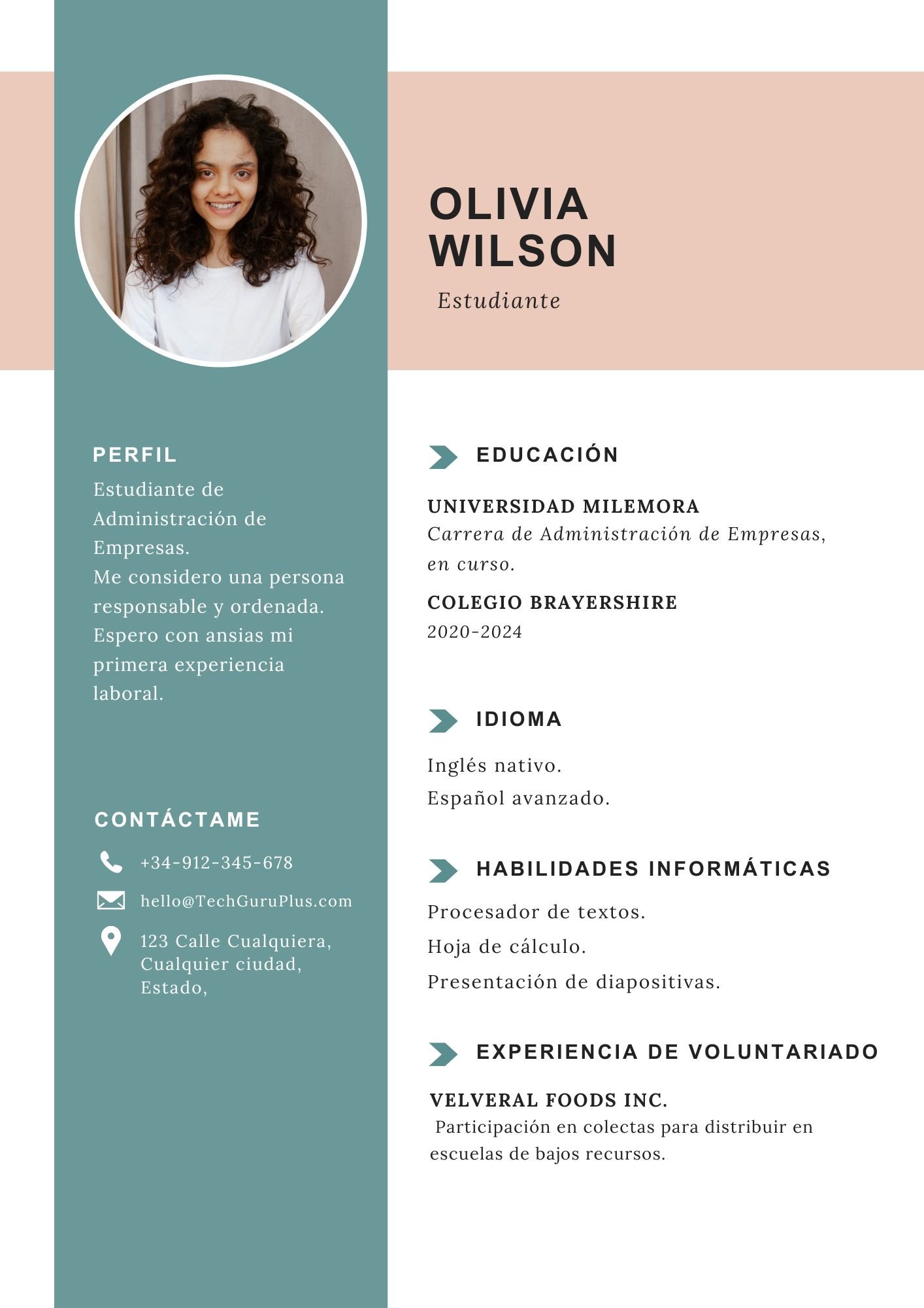 Modelo de Currículum para Estudiante