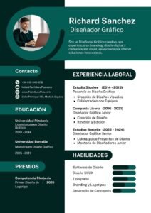 Plantilla de Currículum Moderno para Diseñador Gráfico