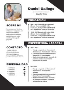 Plantilla de Currículum de Diseño Web