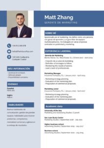 Plantilla de Currículum de Gerente de Marketing