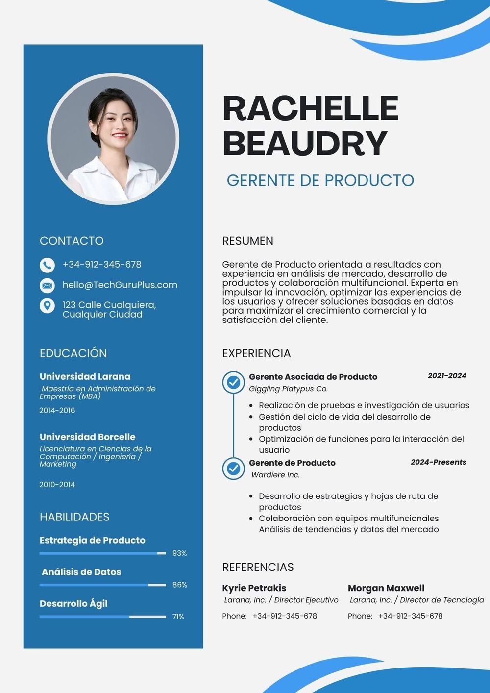 Plantilla de Currículum de Gerente de Producto
